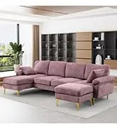 Sofa couch,4 Seat ,L-Shaped Velvet with Chaise Lounge