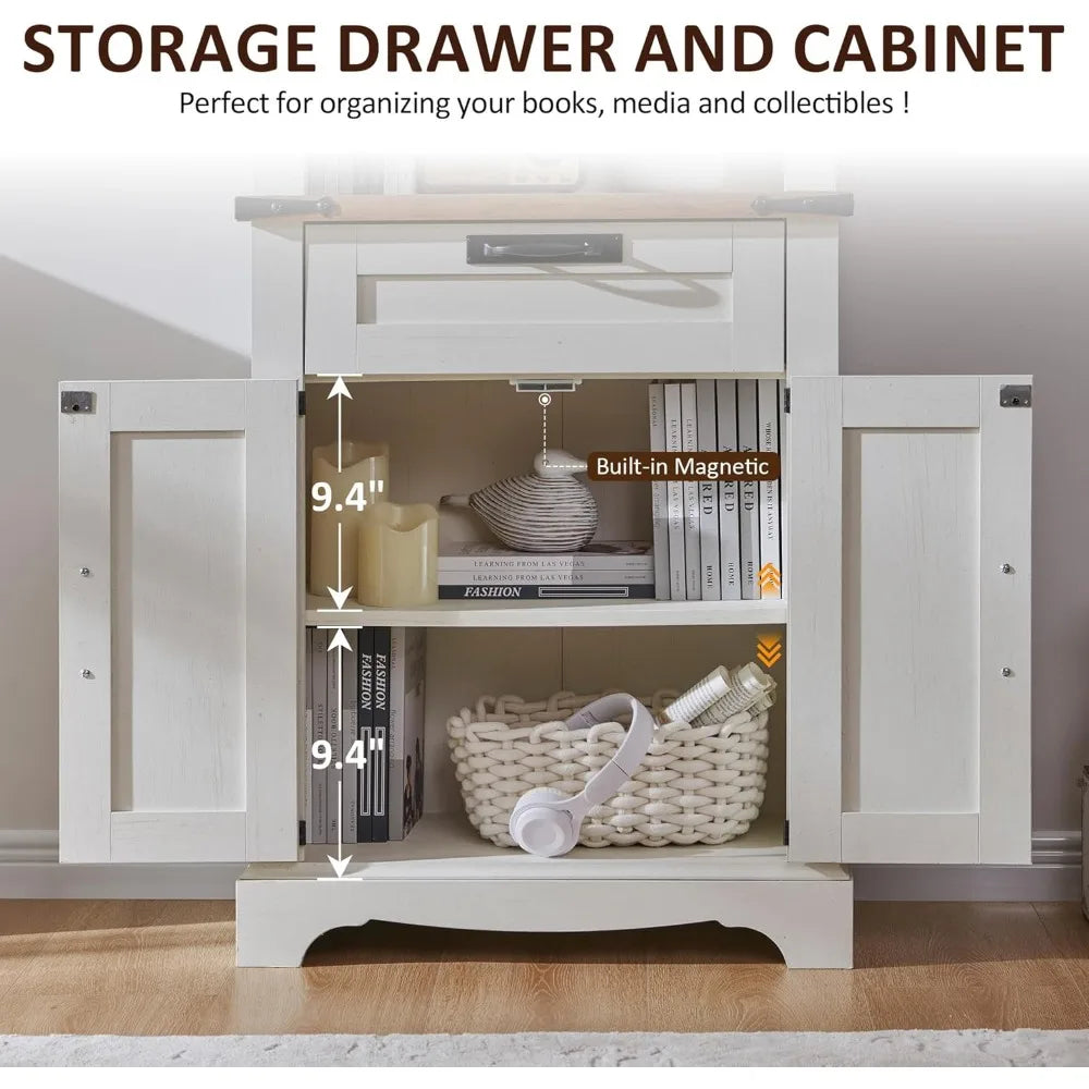 72'' Bookshelf with Storage, Bookcase with Barn Door