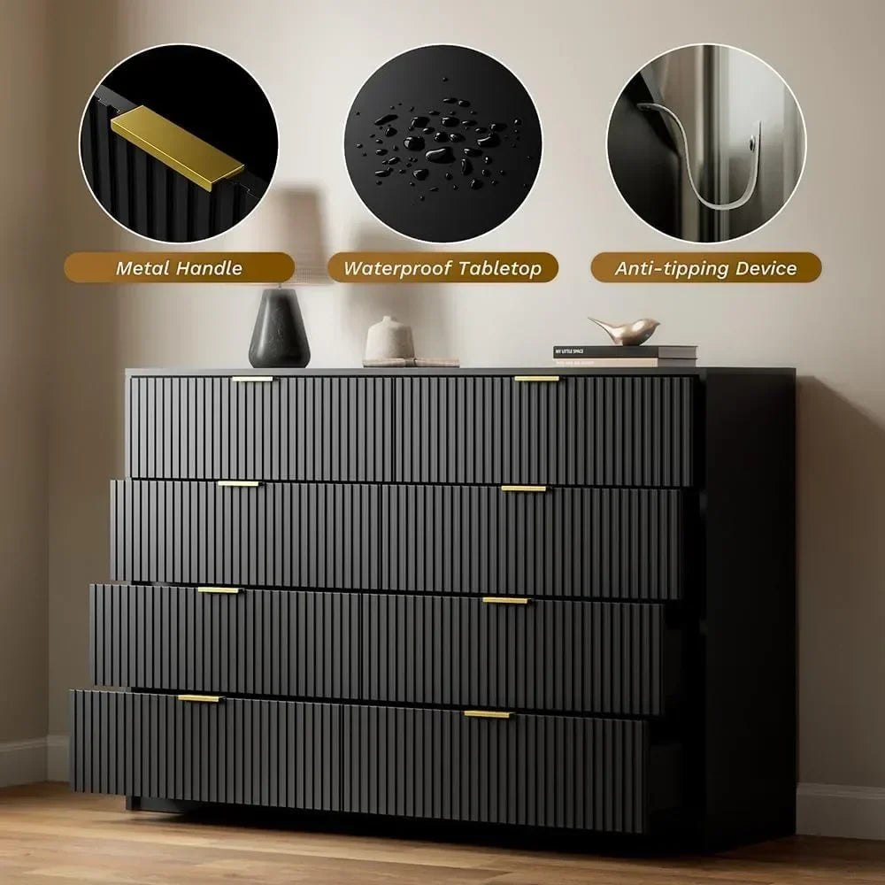 Double Dresser, Modern Tall Chest of Drawers