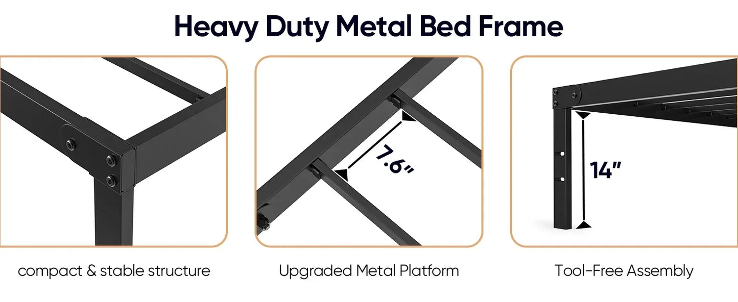 Metal Queen Bed Frame- Full, King,Twin and Queen Frame Sizes