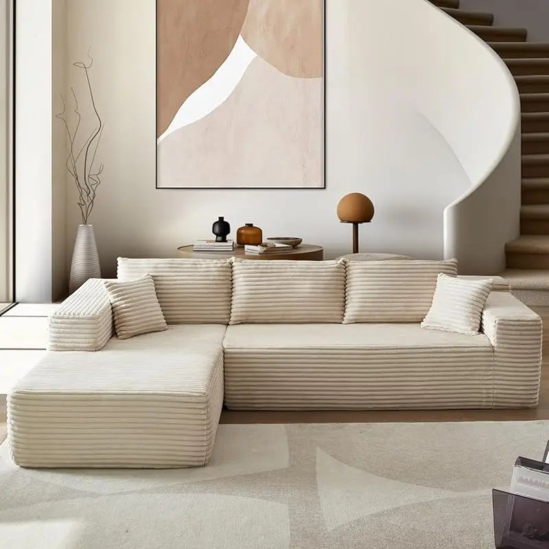 L-Shape Couch with Chaise,Modular Sectional Sofa Cloud Deep Seat
