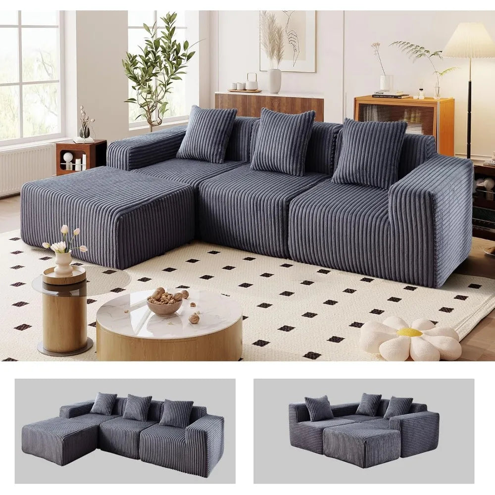 L-Shaped Free Combination Sofa,4Seater Corner Couch Deep Seat