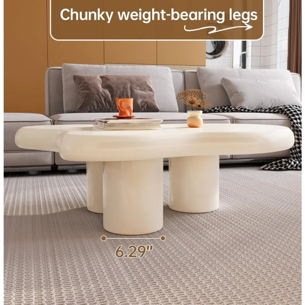 Coffee Table Cloud,Unique Wavy Design, Irregular Shape Living Room Coffee Table, Modern Aesthetic Cute Funky Indoor Center Table