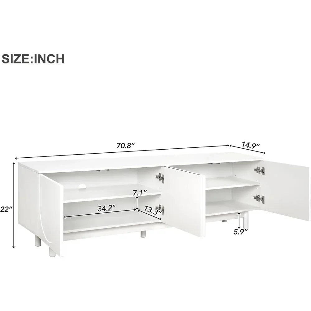70" Wood TV Stand with 2 Storage Cabinets