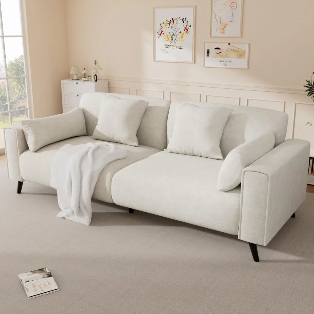 Comfy Sofa with 2 Throw Pillow | 2 Armrest Pillow, 3 Seater Couches