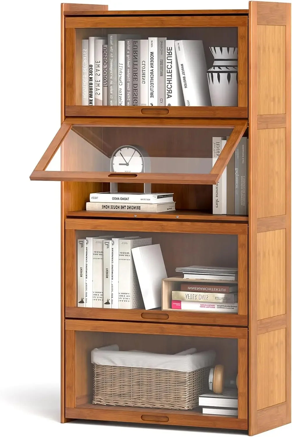 Bookcase with Doors, Bookshelf with Flip-up Doors