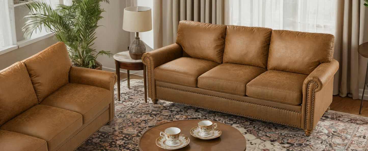 3-Seat Modern Living Room Sofa - Luxury Leather