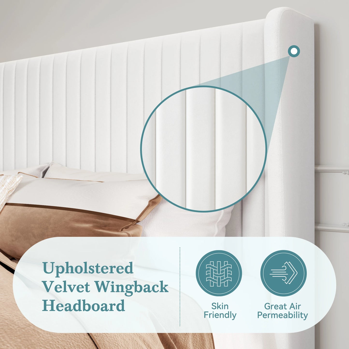 Bed Frame with Wingback Headboard – Full, Queen & King