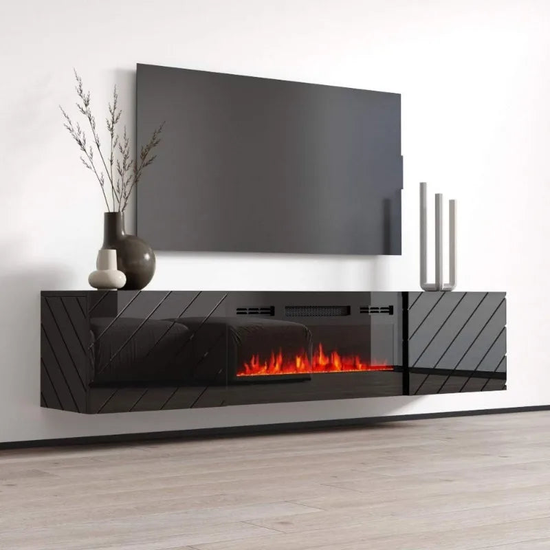Floating Fireplace TV Stand for up to 80-inch TVs