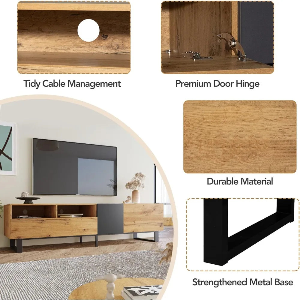 TV Stand with 3 Cabinets for TVs Up To 80”