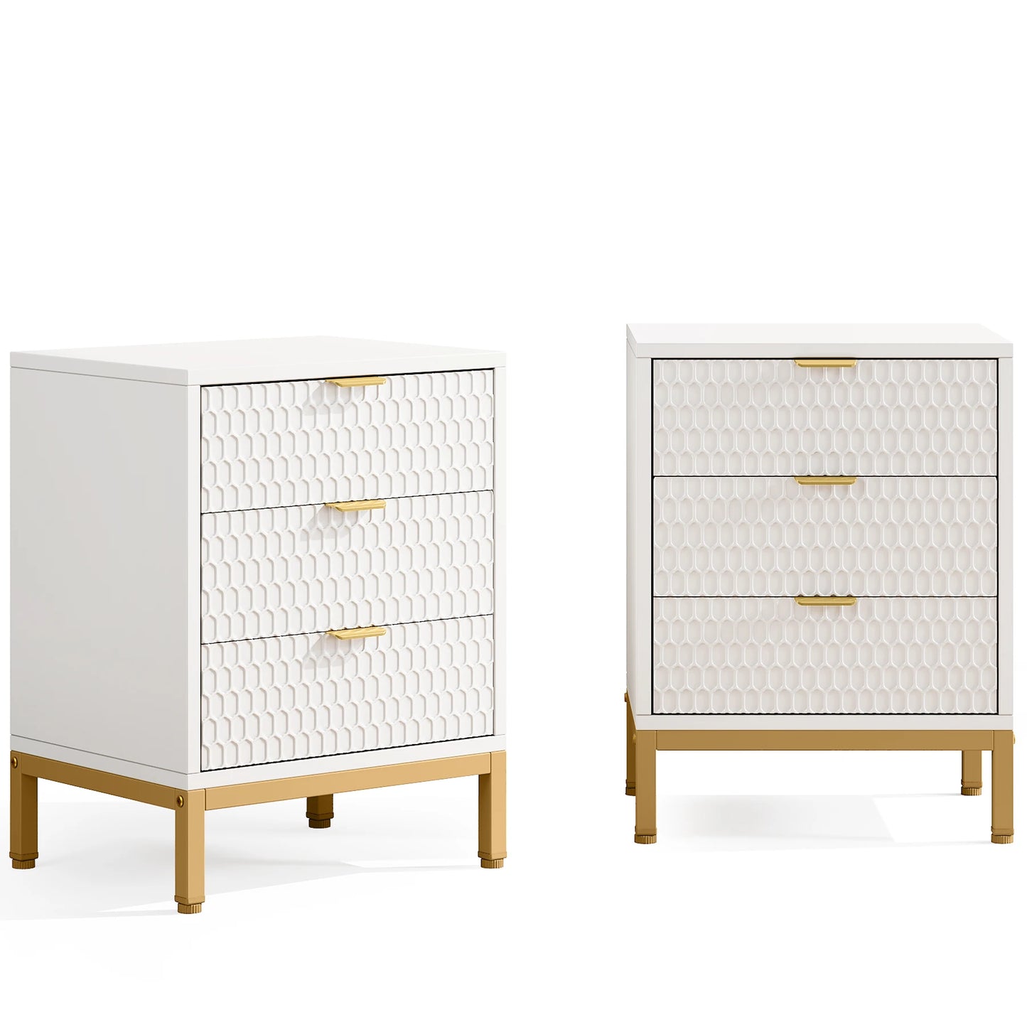 Tribesigns Modern Nightstand, 65.5 cm Tall Bedside Table with 3 Drawers, Contemporary End Side Table with Storage