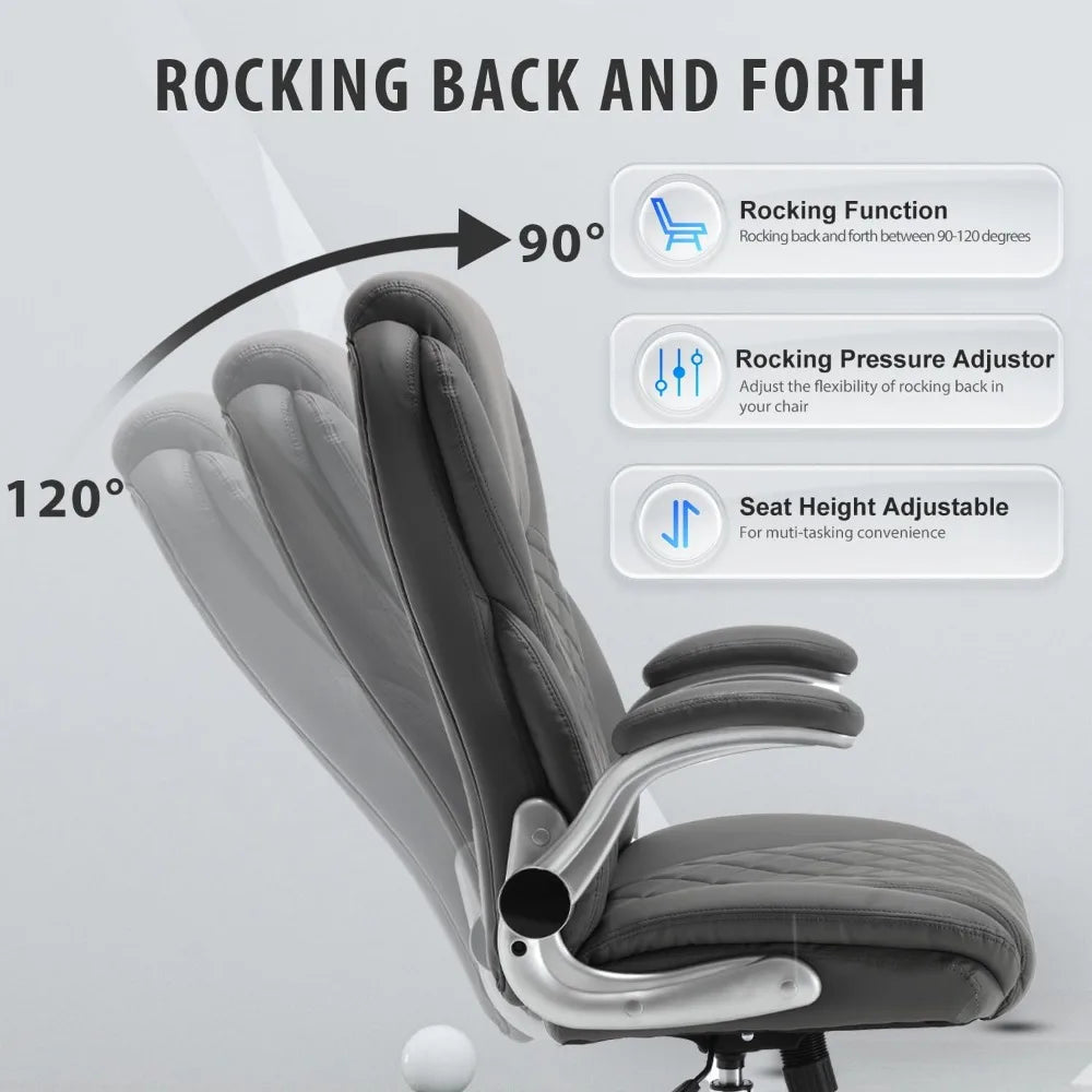 Office Chair, Pu Leather High Back with Wheels
