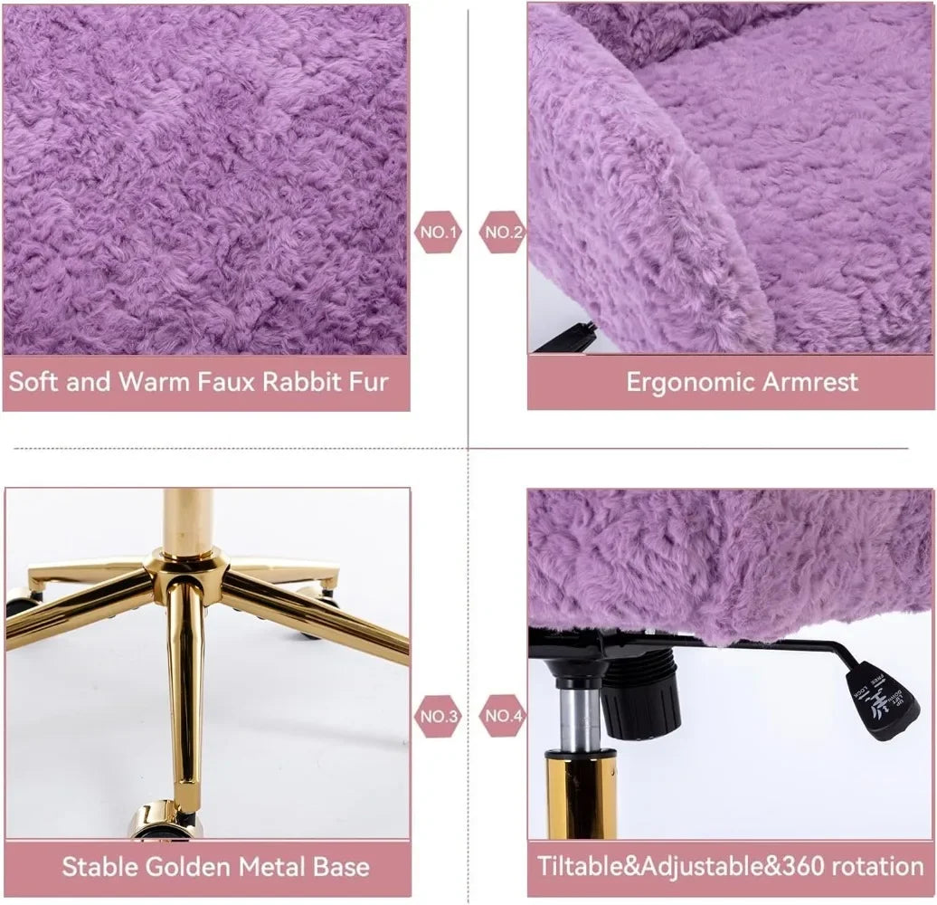 Purple Faux Fur Home Office Chair