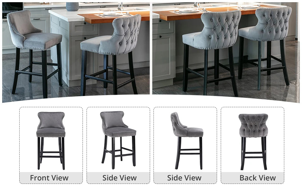 Bar Stools Set Counter Height,with Solid Wood Legs