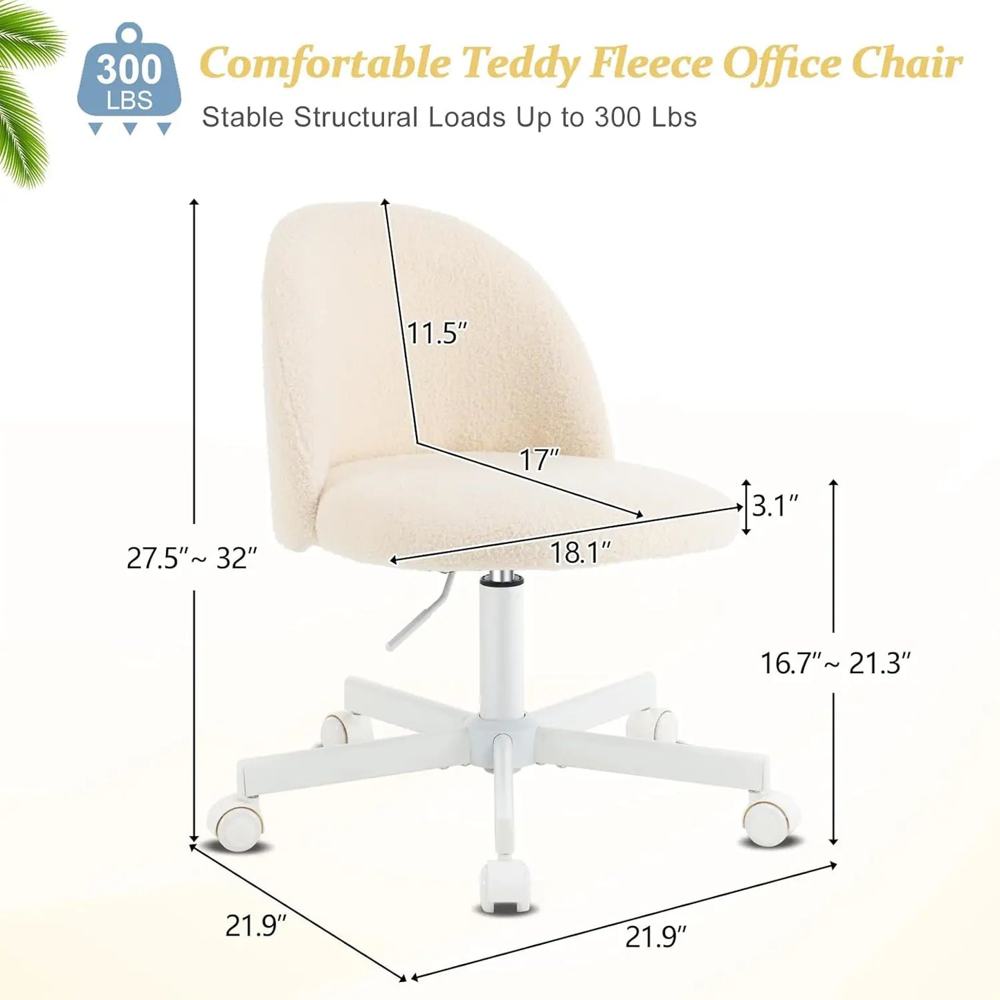 Small Office Chair with Wheels,Vanity Chair