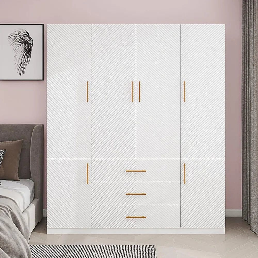 Armoire Wardrobe Closet with 3 Drawers and 4 Doors