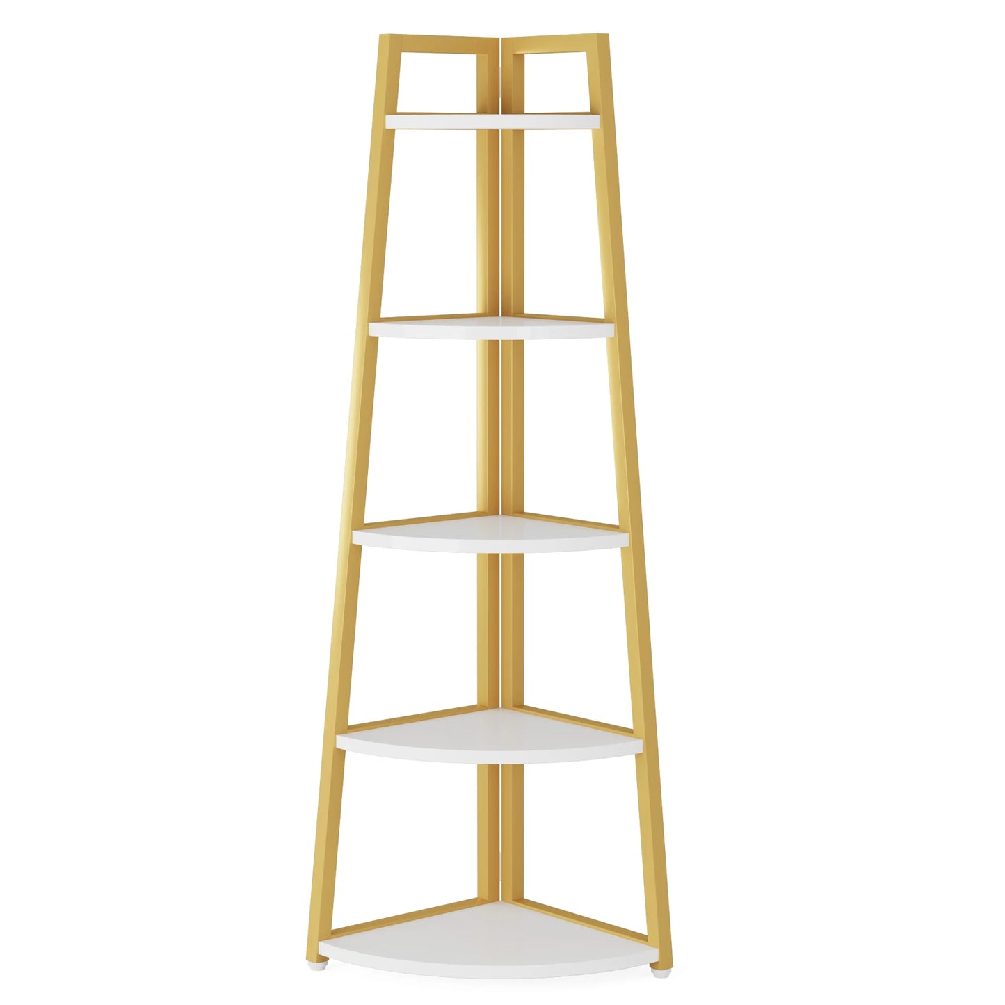 Corner Bookcase, Bookshelf with Rack Wood
