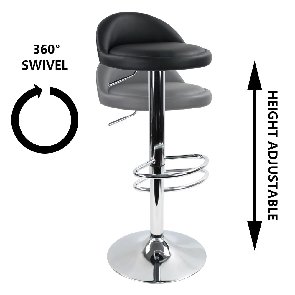 PU Leather Round Bar Stool with Back Rest Height