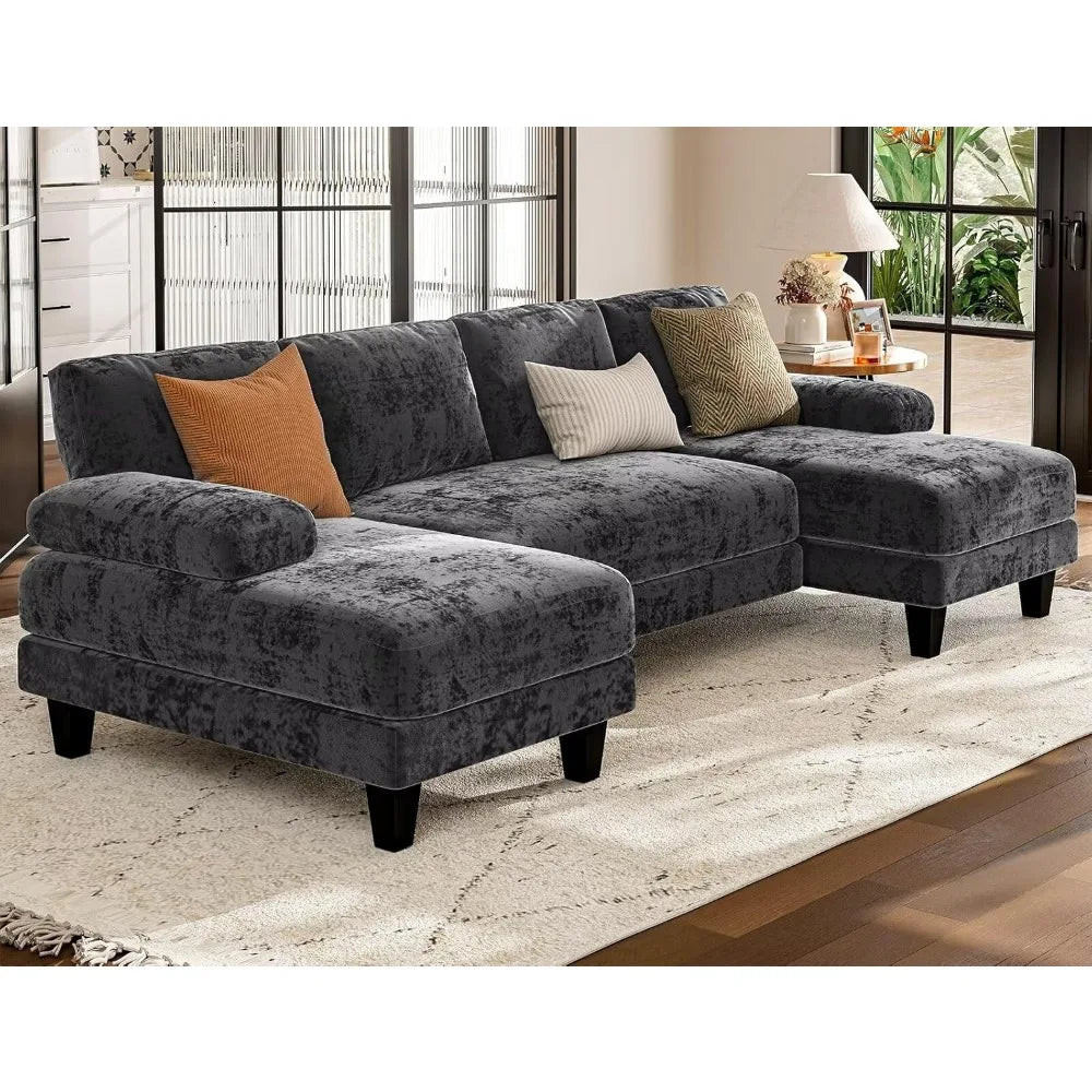 U Shaped Sectional Couch, Sofa with Double Chaise