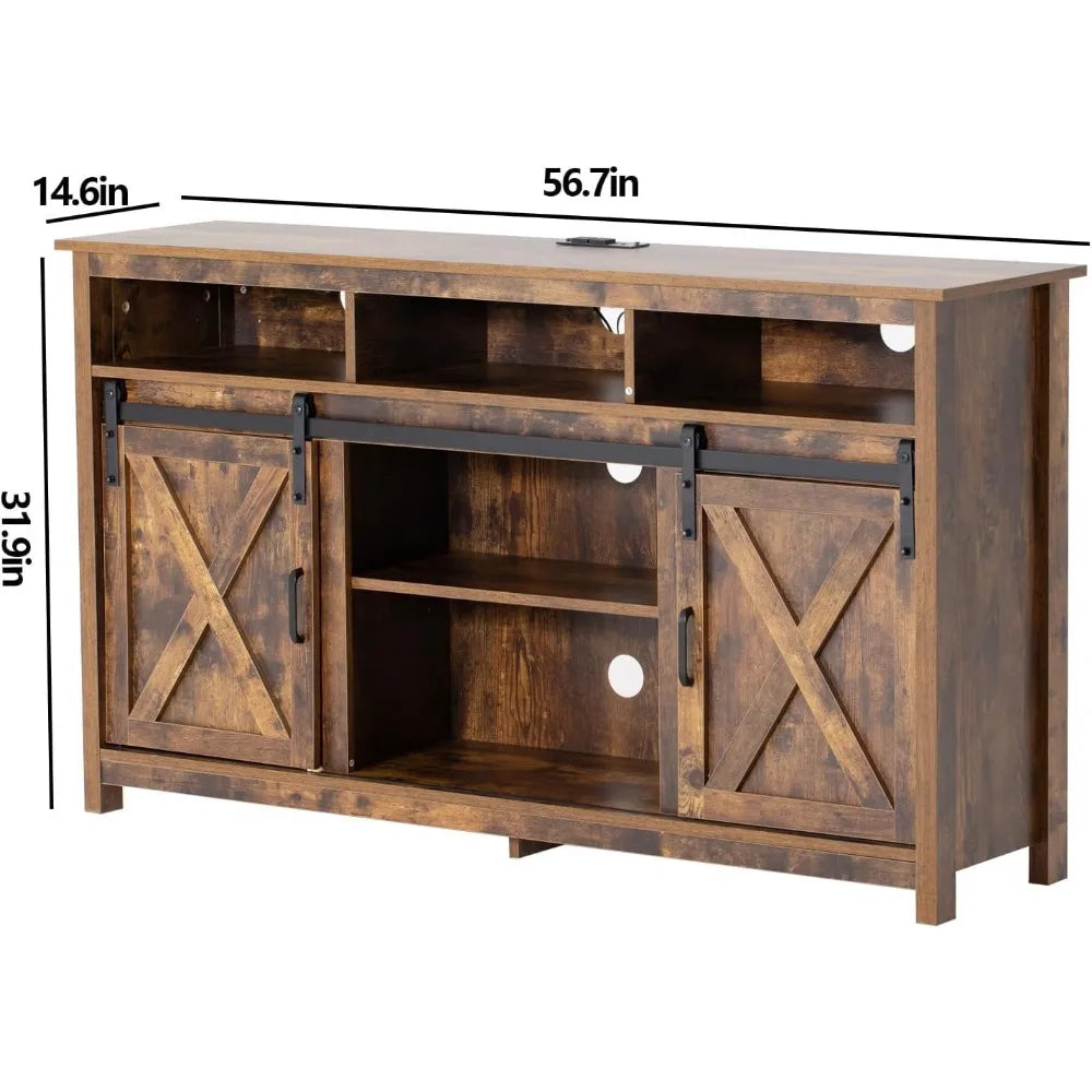 57” Wooden Farmhouse TV Stand for 60/65 inch TV