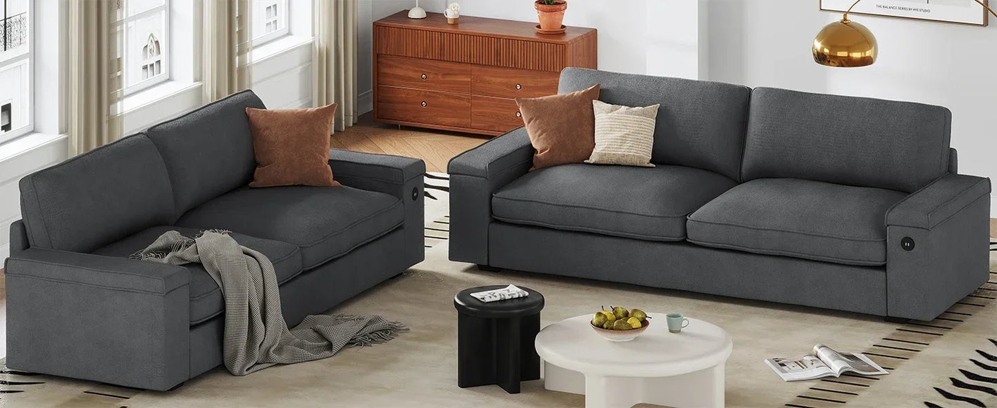 Oversized Comfy Couches, Deep Seat Sofa with Storage and 2 USB