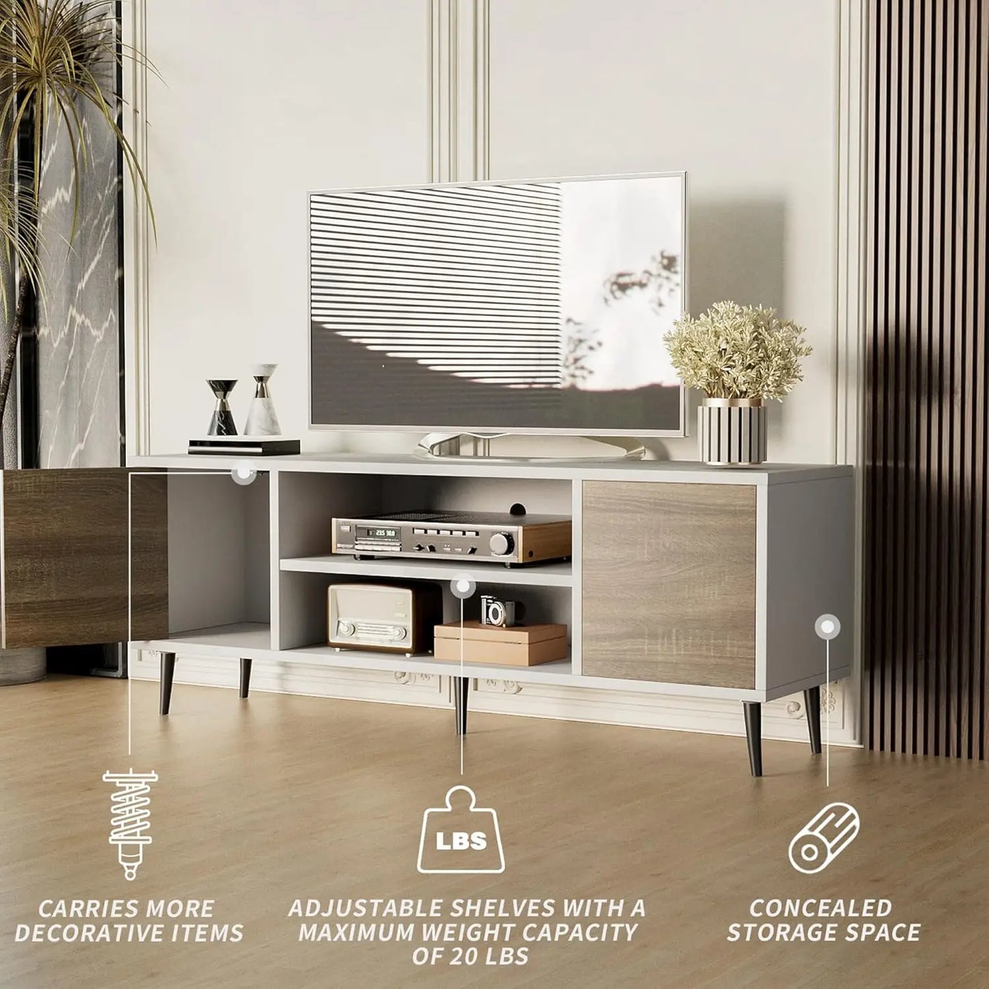 TV Stand for 65 Inch TV with Storage