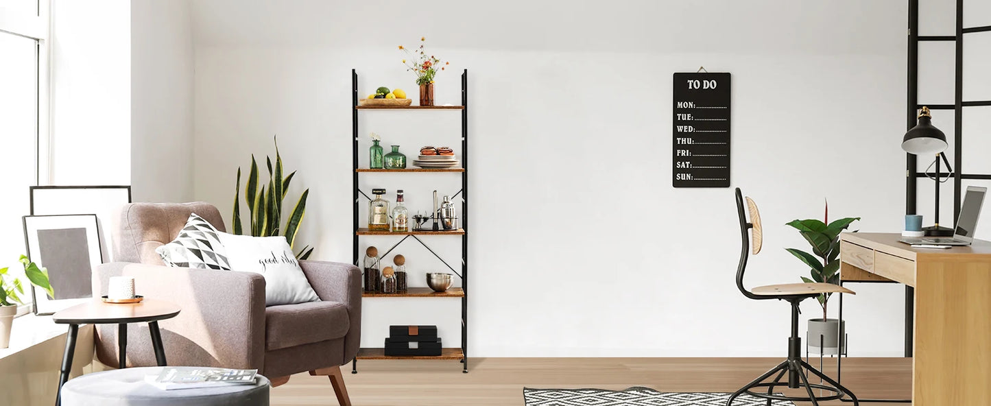 5 Tier Bookcase Bookshelf Modern
