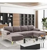 Sofa couch,4 Seat ,L-Shaped Velvet with Chaise Lounge