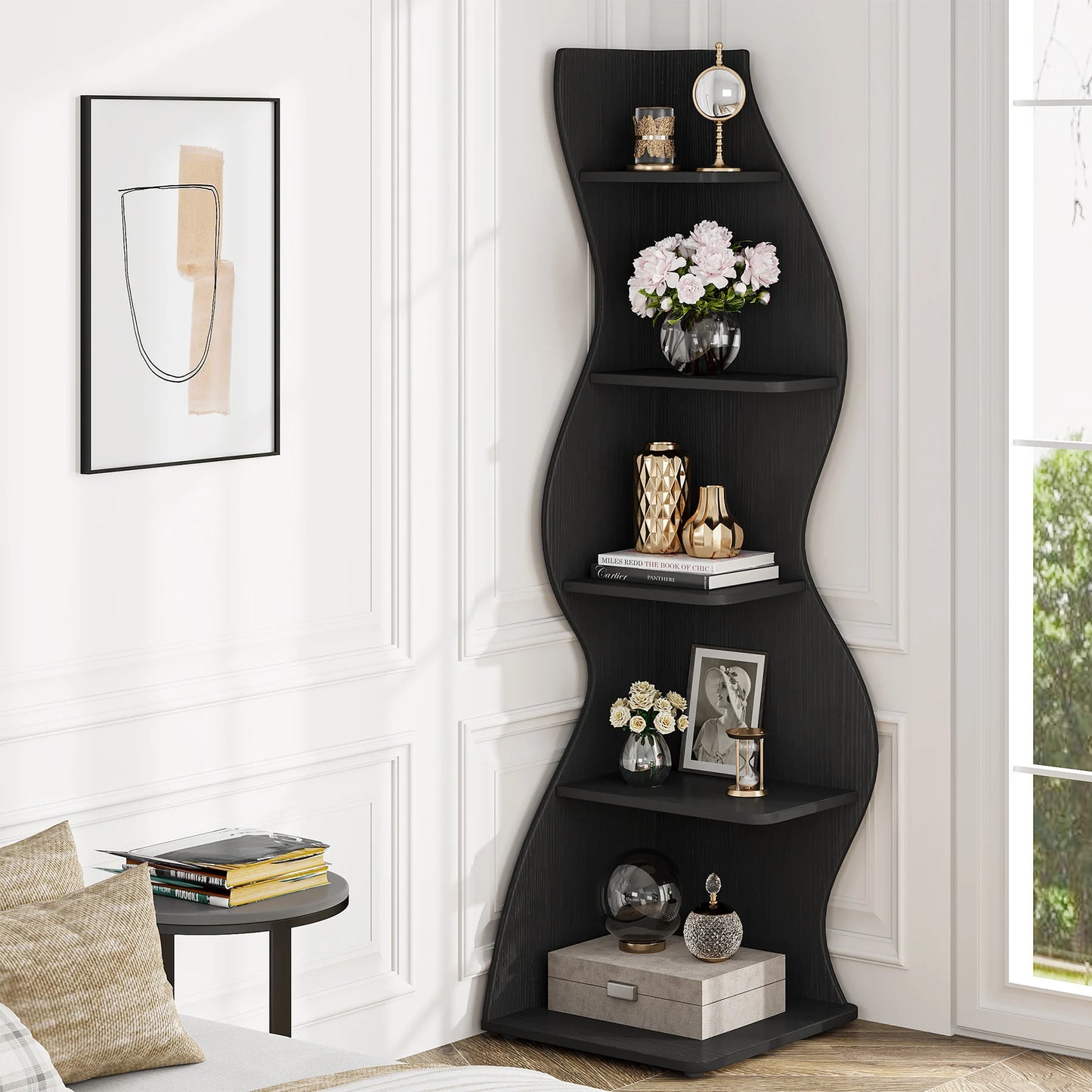 Corner bookShelf, 5-Tier Stylish Corner Bookcase