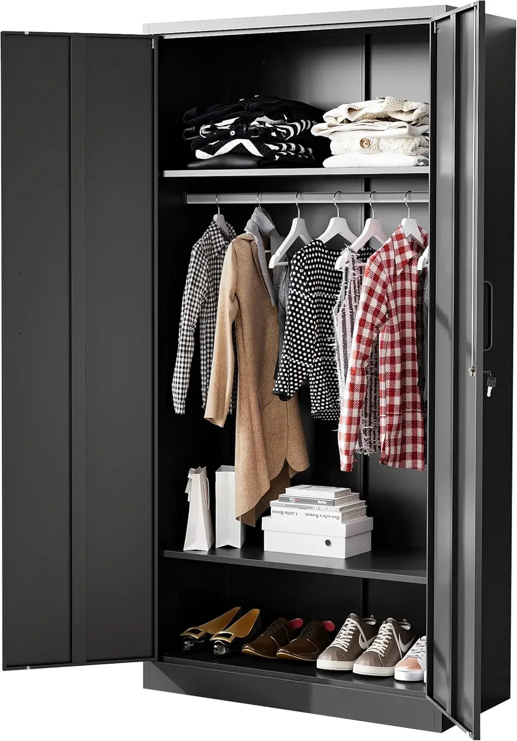 Metal Armoire Wardrobe Closet with 2 Doors