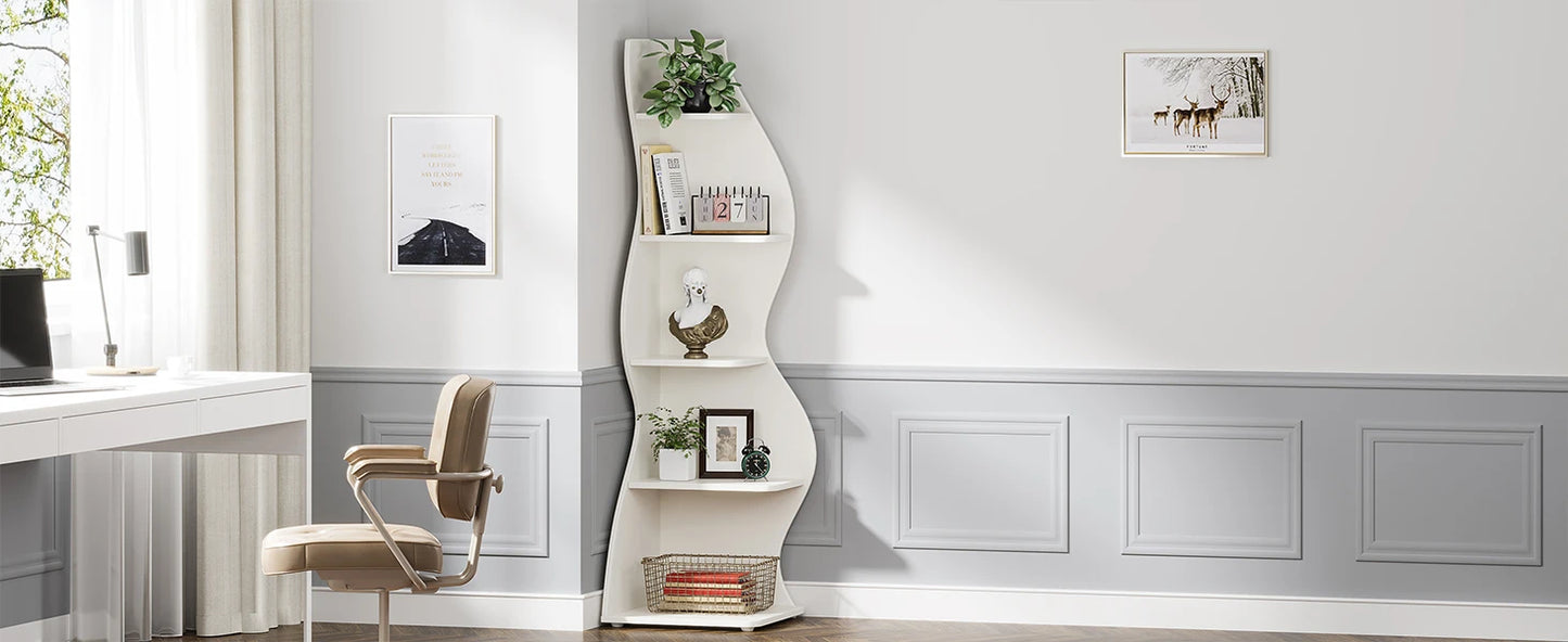 Corner bookShelf, 5-Tier Stylish Corner Bookcase