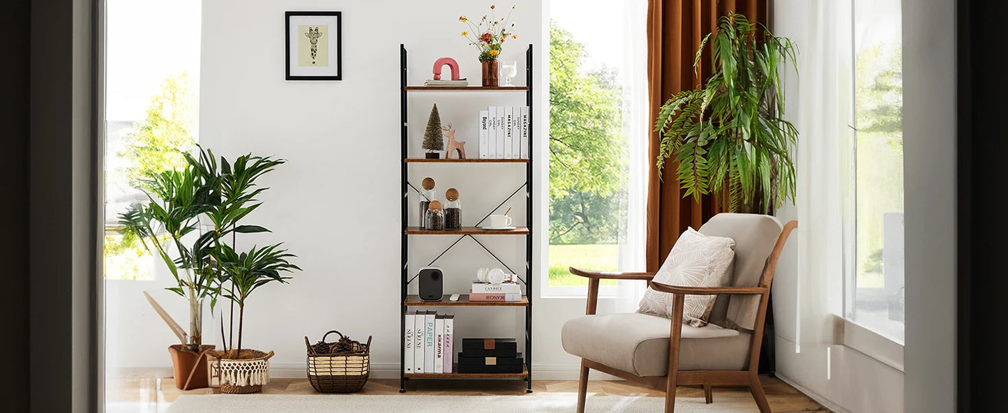 5 Tier Bookcase Bookshelf Modern