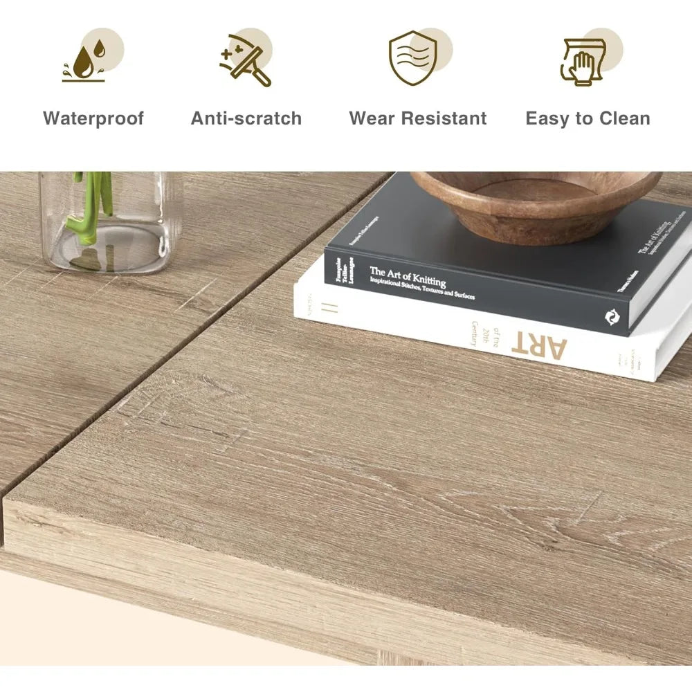 Extendable Dining Table for 6 8 10,55''to 78"Wood Kitchen Table Mid Century Modern Large Transformer Rectangle Dining Room Table