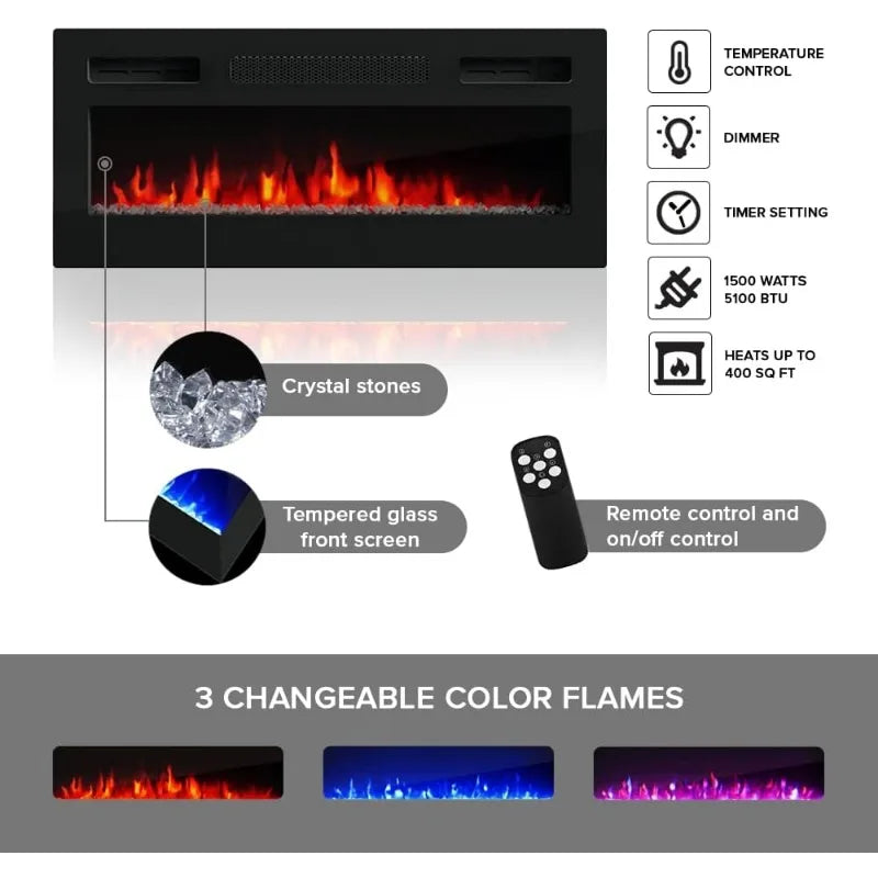 Floating Fireplace TV Stand for up to 80-inch TVs