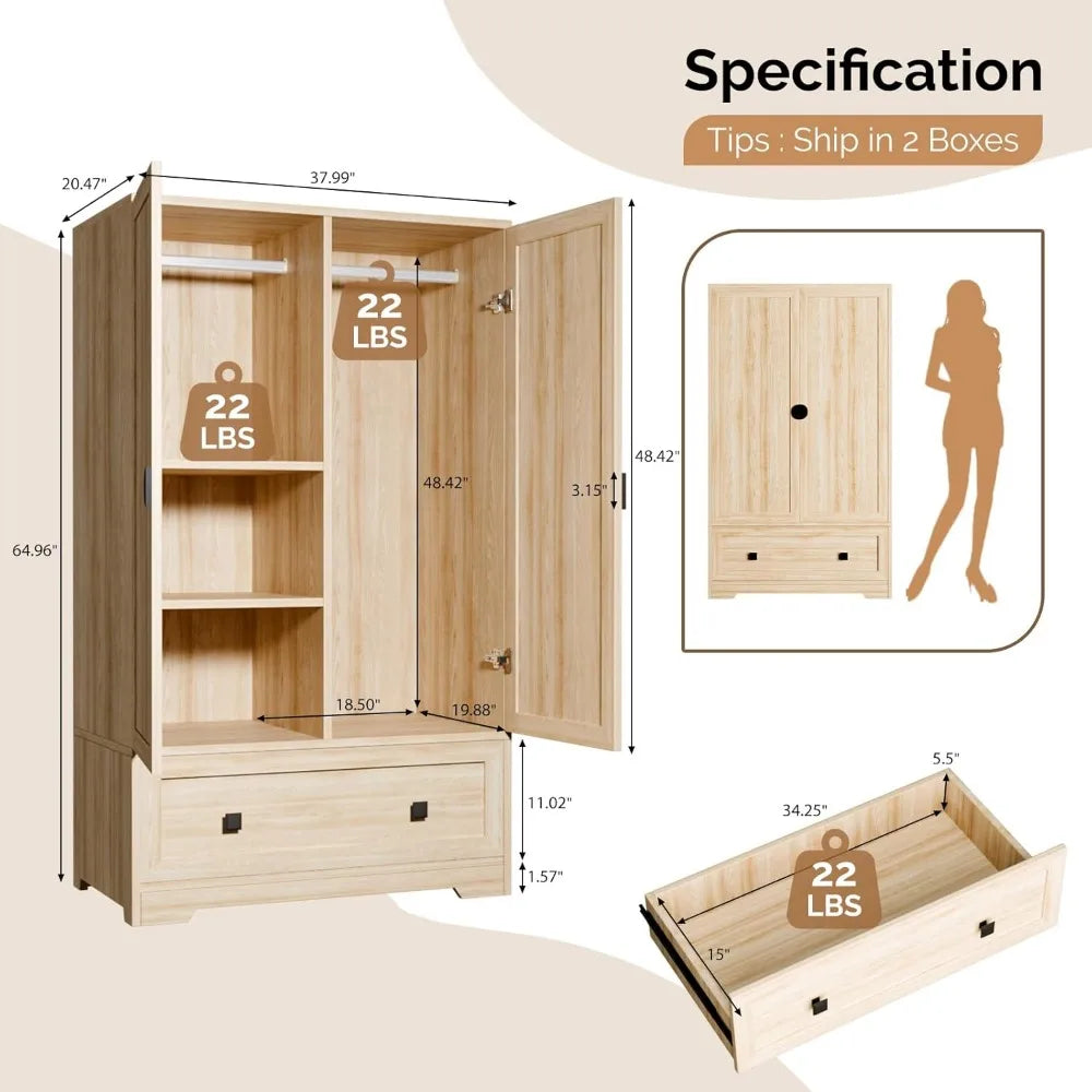 Armoires and Wardrobe with Doors, Closet Wardrobe Cabinet