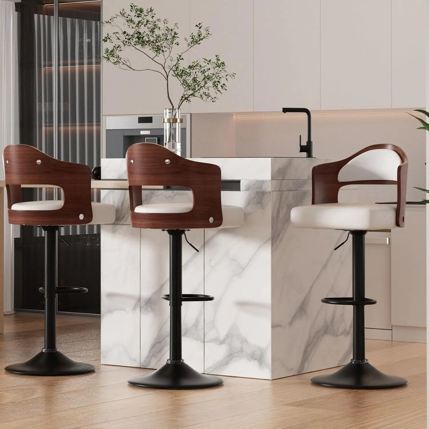 Swivel Bar Stools Set of 3 Seat Adjustable Height