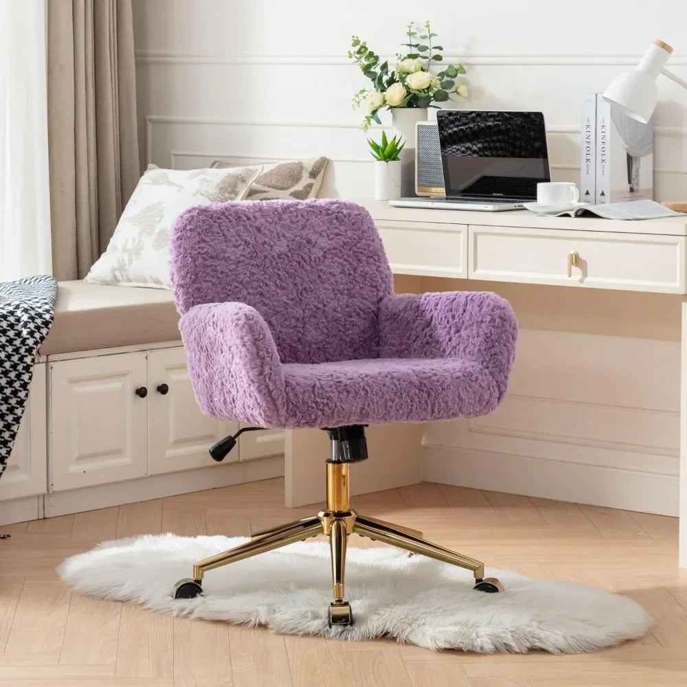Purple Faux Fur Home Office Chair