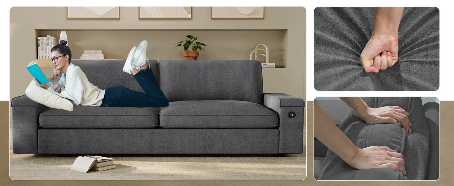Oversized Comfy Couches, Deep Seat Sofa with Storage and 2 USB