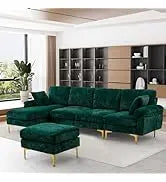 Sofa couch,4 Seat ,L-Shaped Velvet with Chaise Lounge