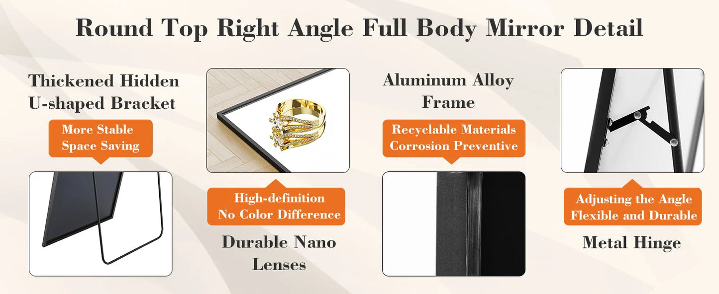 Full Body Wall Mirror Standing Hanging or Leaning