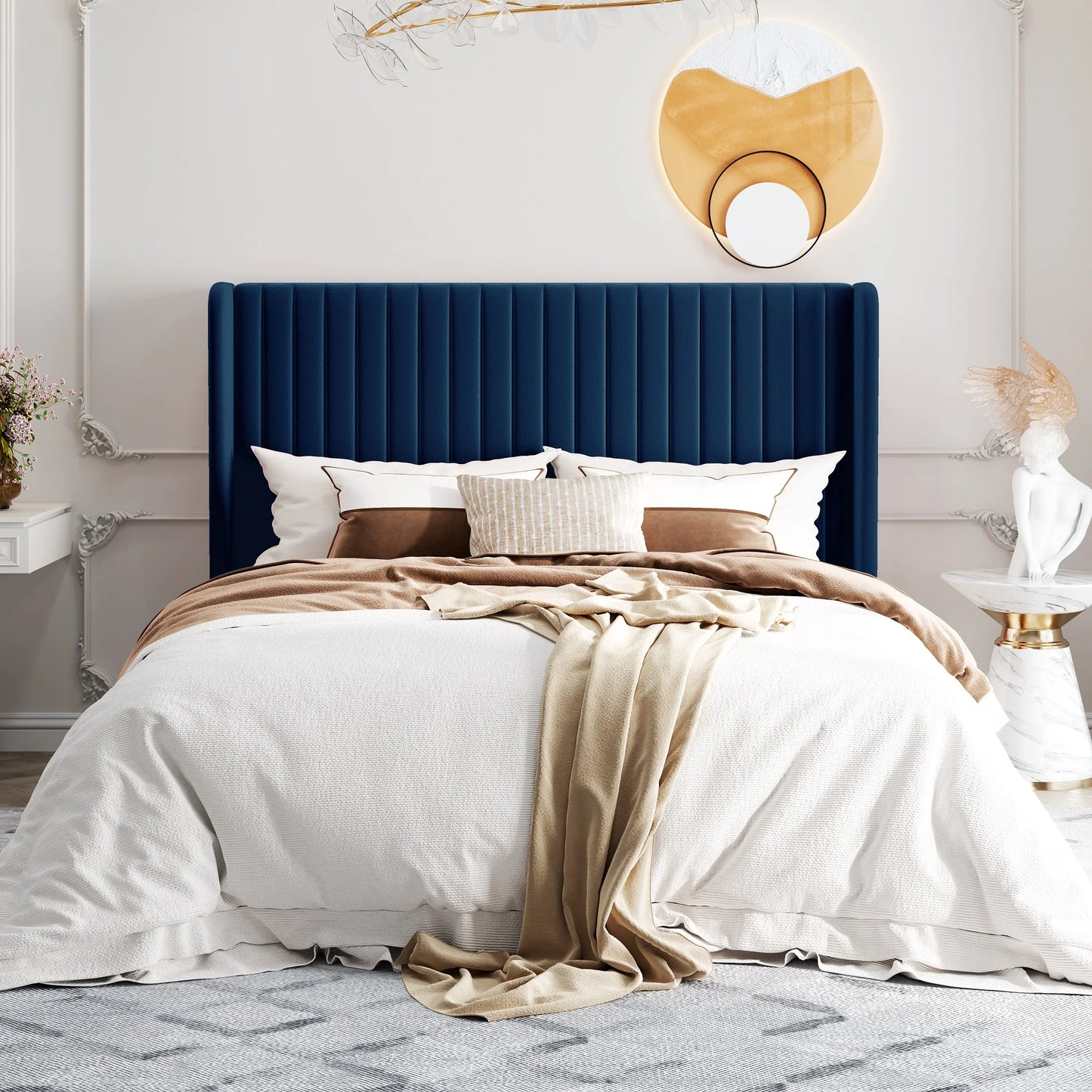 Bed Frame with Wingback Headboard – Full, Queen & King