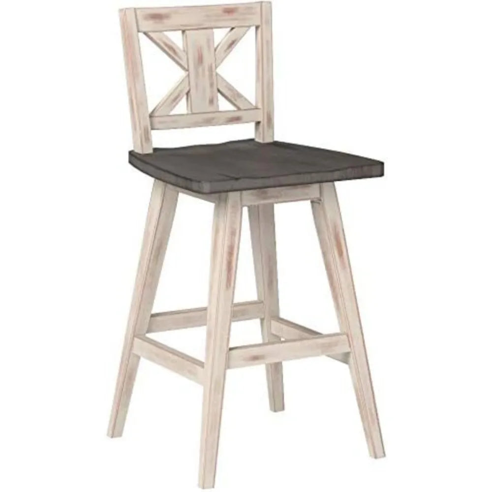 Wood High Back, Counter Height Bar Stools Set of 2