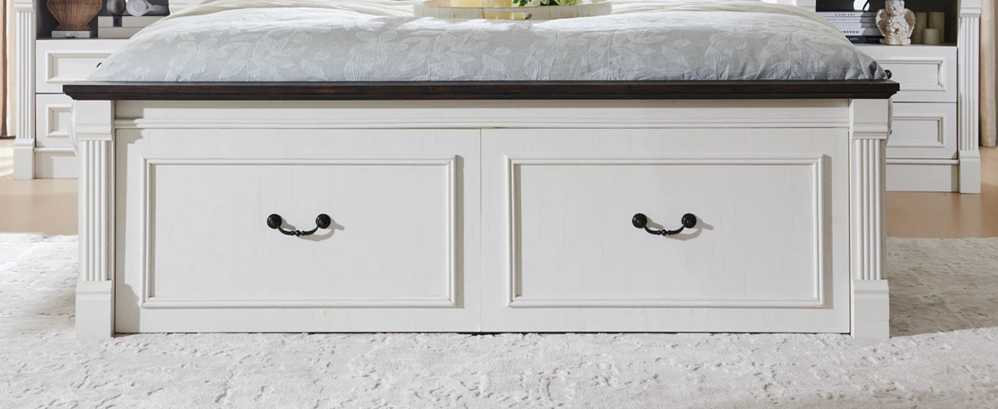 Queen Size Bed Frame, with Storage Drawers