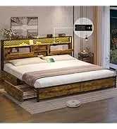 Bed Frame with Leather Platform and Storage – Twin, Queen & Full Sizes