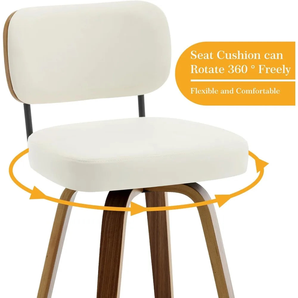Bar Stools Set of 4, 26" Upholstered Faux Leather