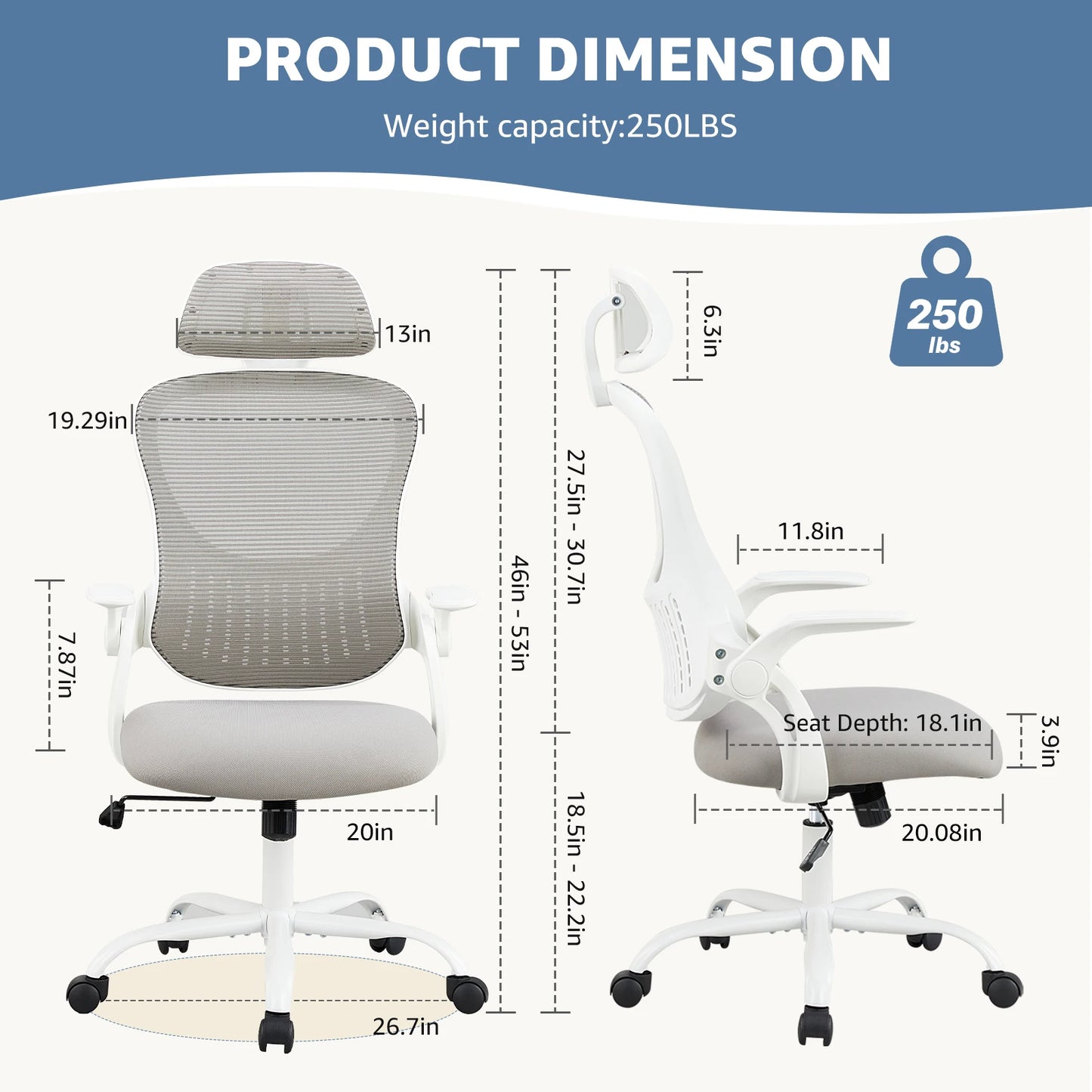 Ergonomic Office Chair Adjustable Headrests