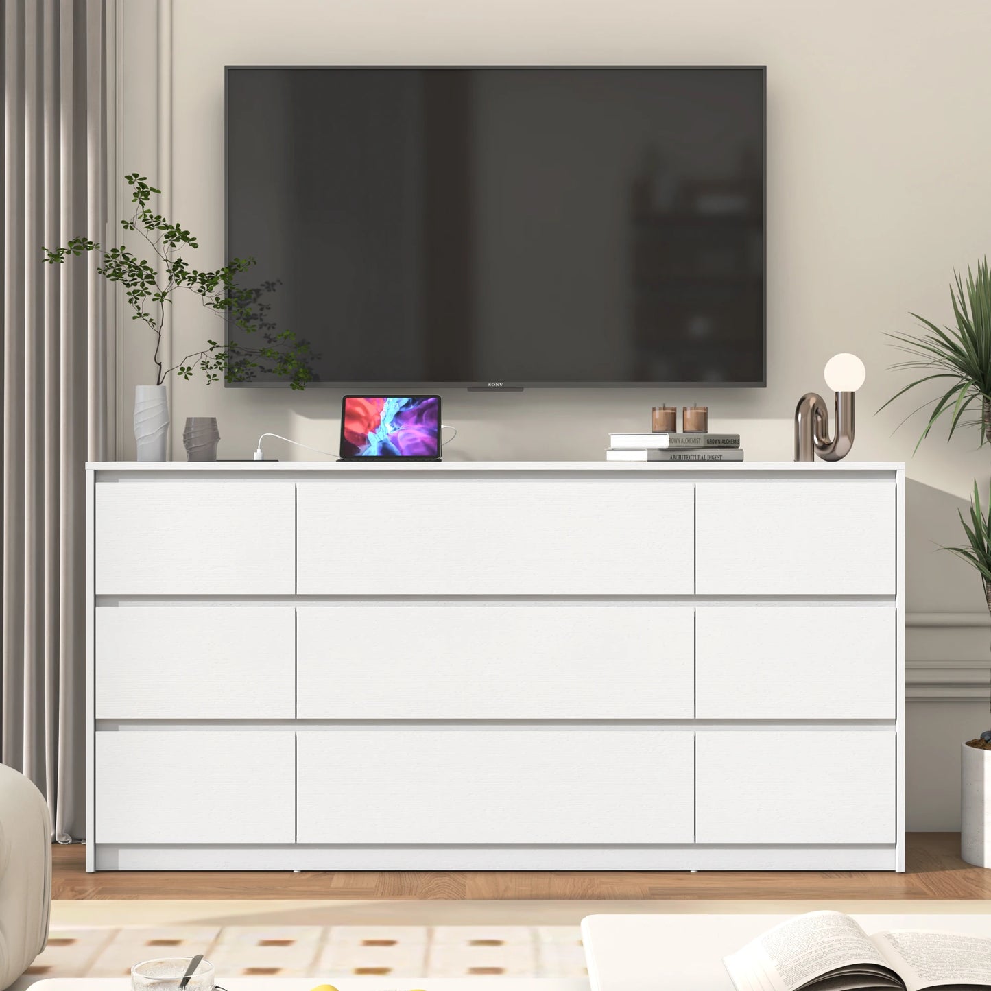 9 Drawer Dresser Chest of Drawers with Charging Station
