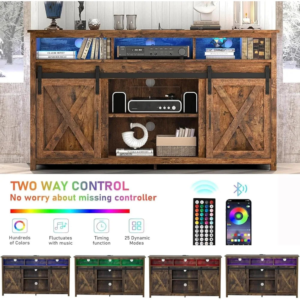 57” Wooden Farmhouse TV Stand for 60/65 inch TV