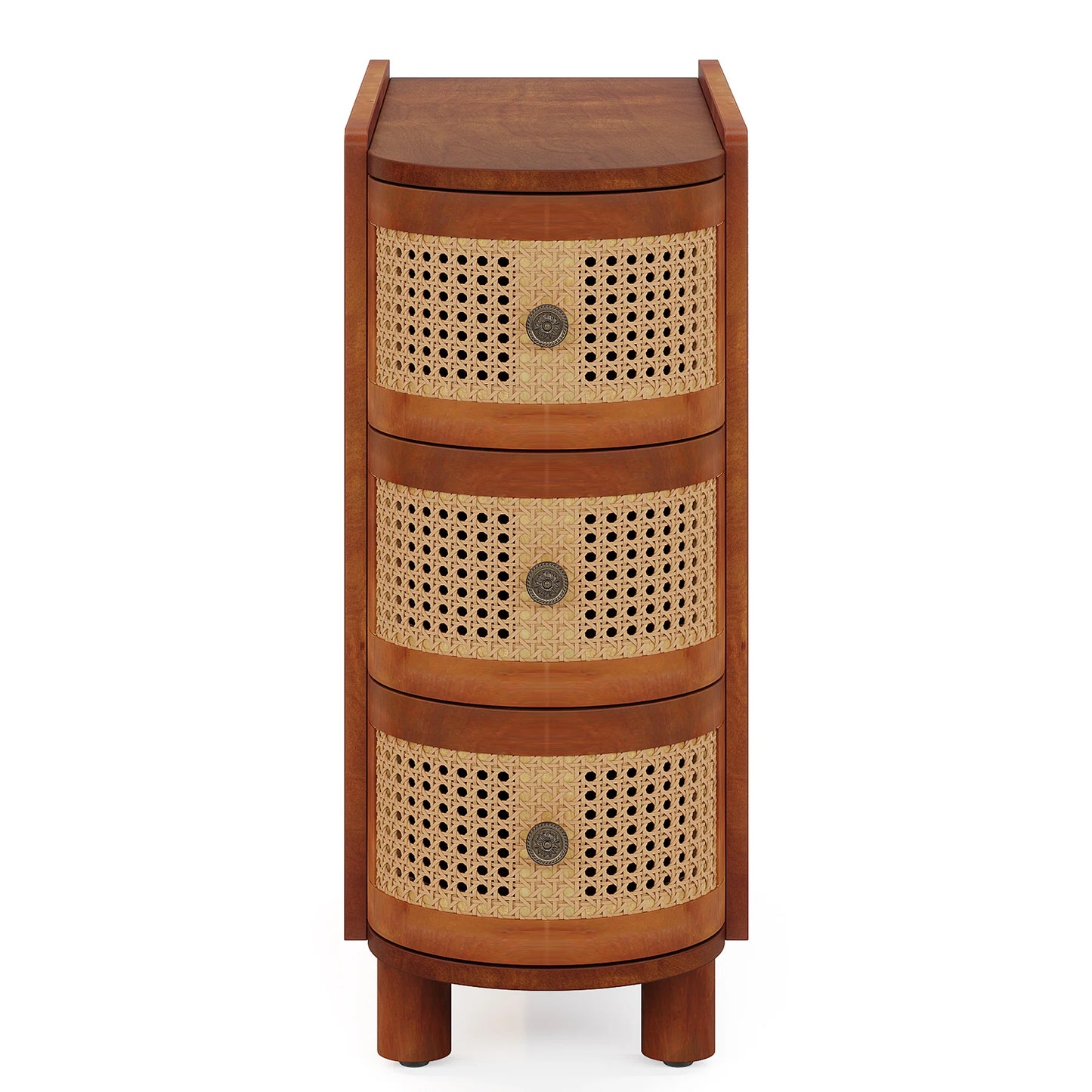 Tribesigns End Table Round Solid Wood Sofa Bedside Narrow Bedroom Side Table Nightstand with Drawer