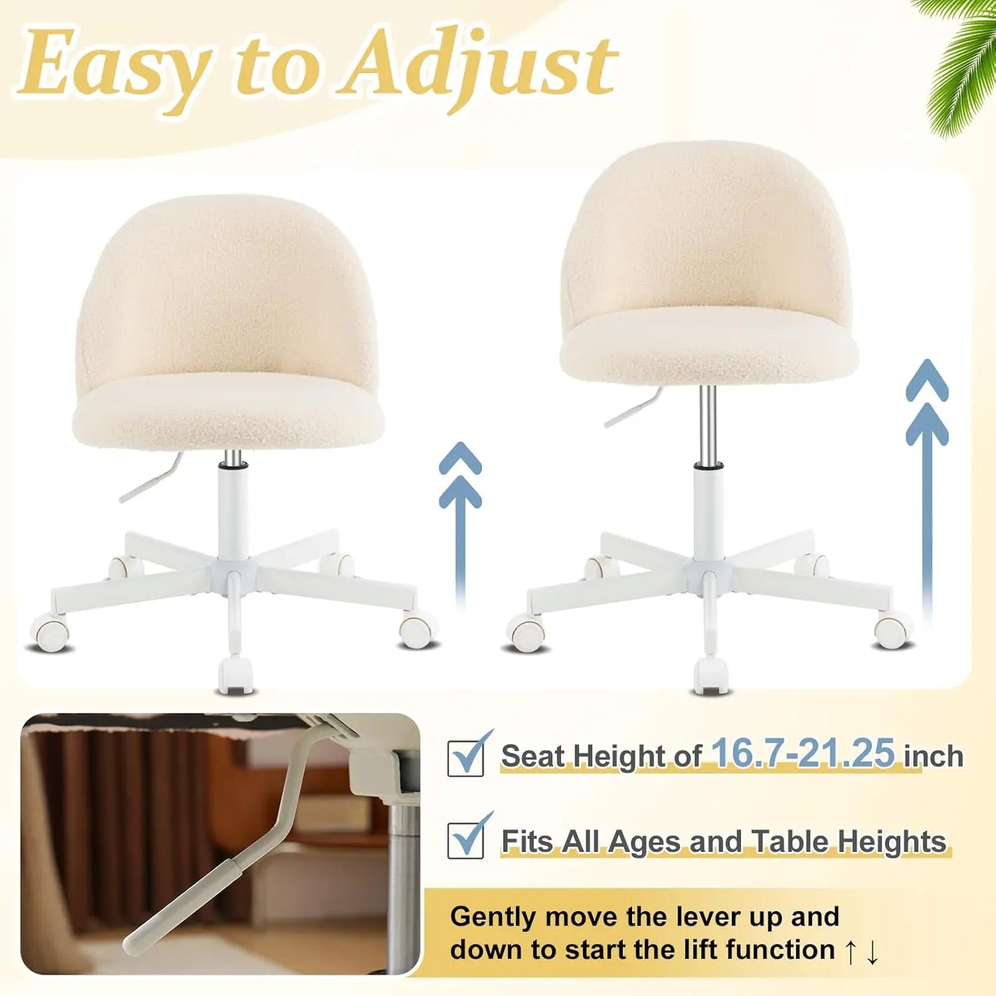 Small Office Chair with Wheels,Vanity Chair